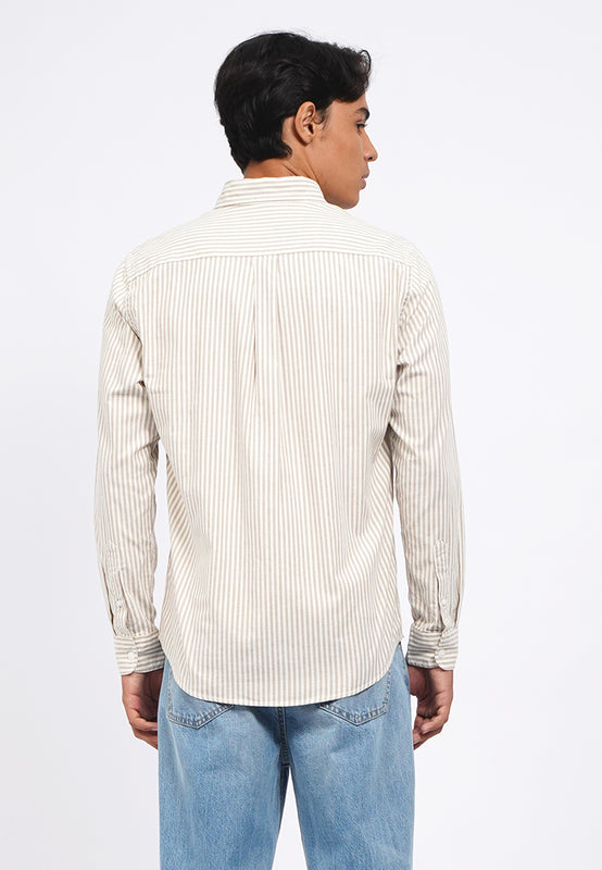 Linen Look Long Sleeve Stripes Shirt