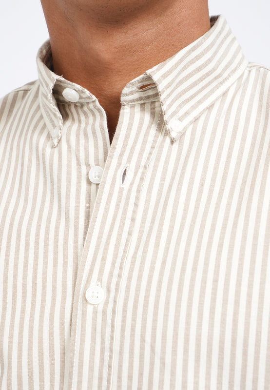 Linen Look Long Sleeve Stripes Shirt