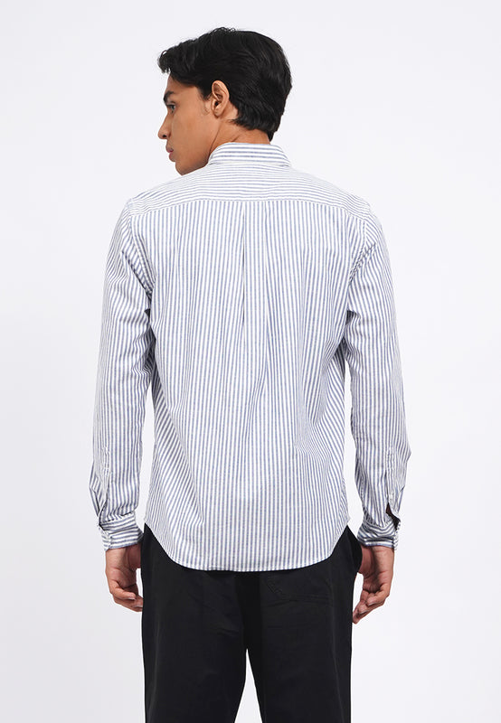 Linen Look Long Sleeve Stripes Shirt