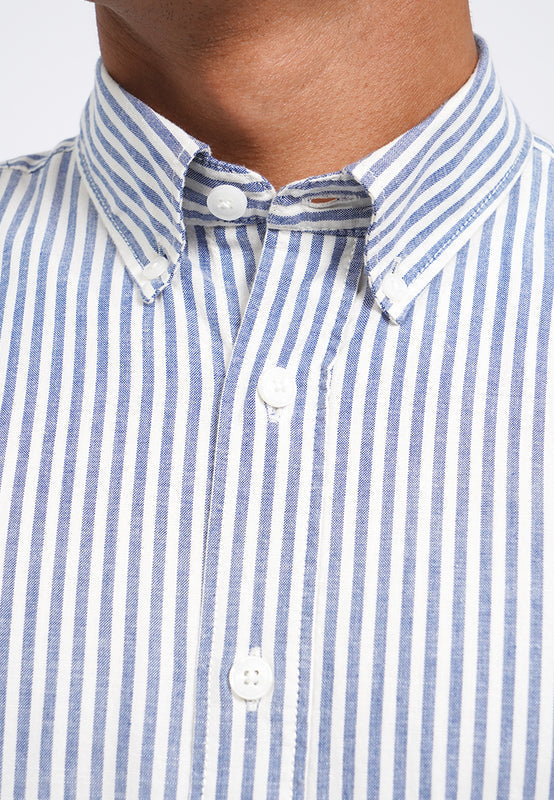 Linen Look Long Sleeve Stripes Shirt