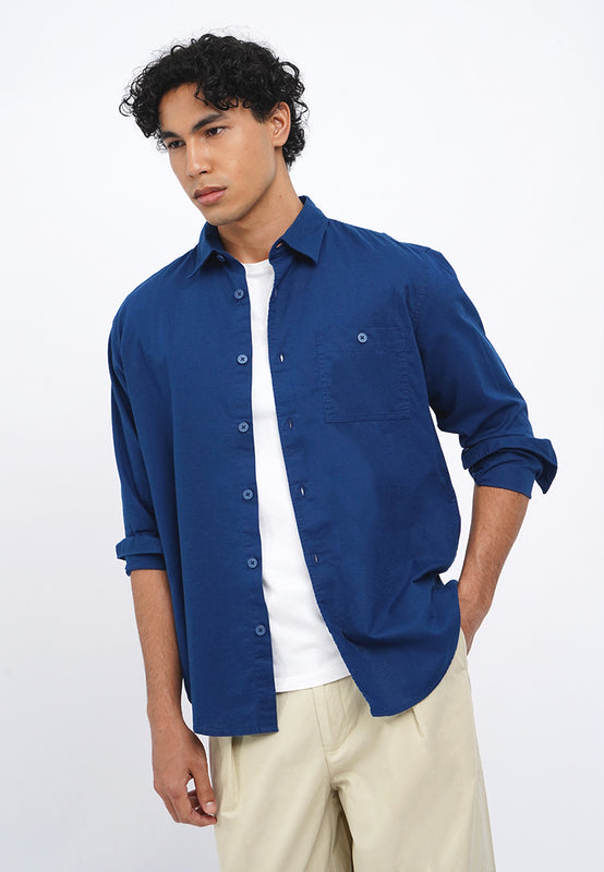 Linen Look Long Sleeve Shirt