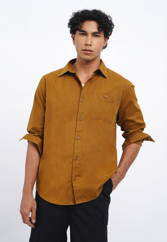 Linen Look Long Sleeve Shirt