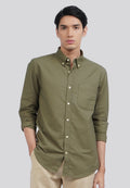 Regular Fit Long Sleeve Oxford Shirt Olive