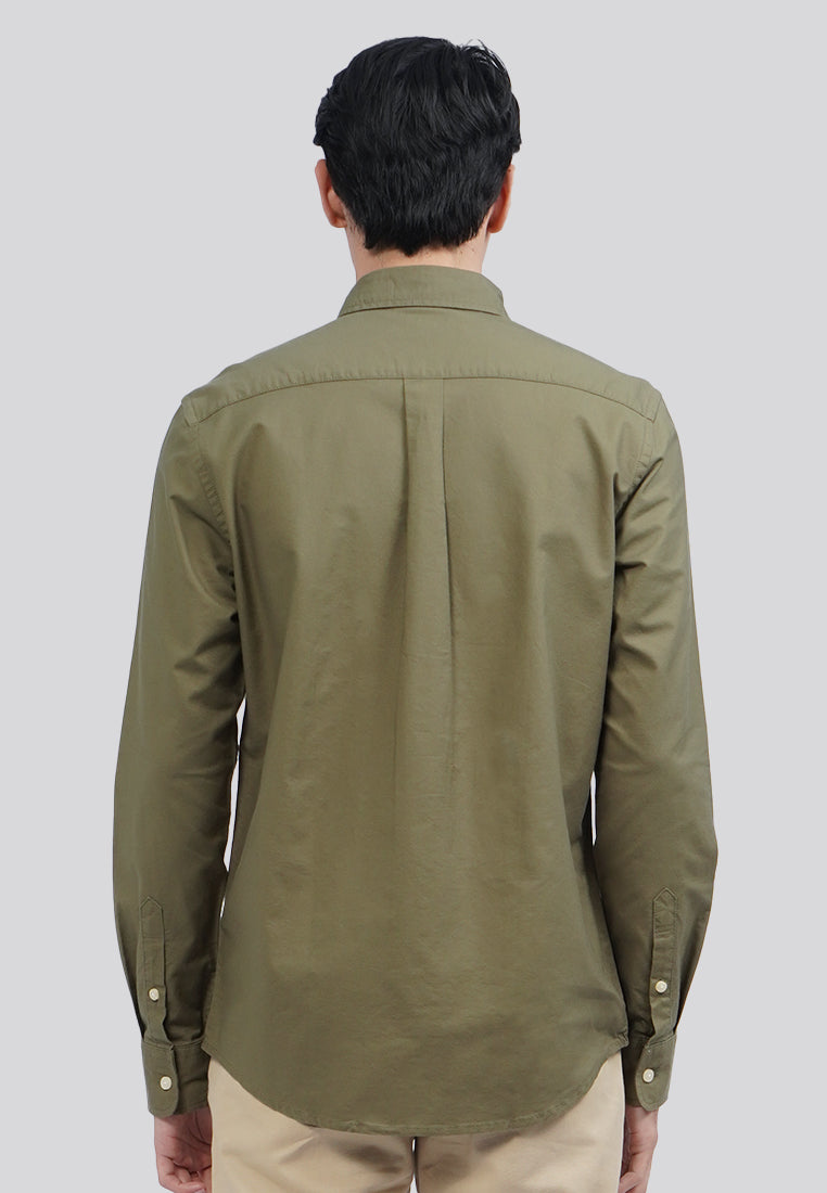 Regular Fit Long Sleeve Oxford Shirt Olive