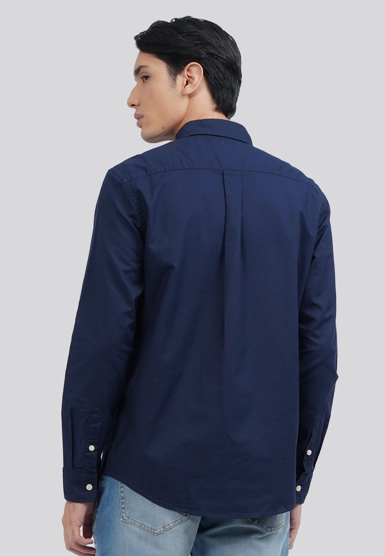 Regular Fit Long Sleeve Oxford Shirt Navy