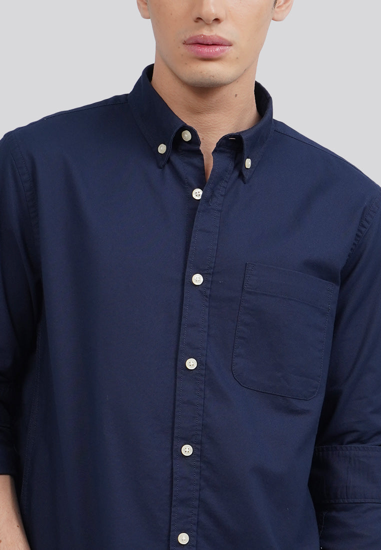 Regular Fit Long Sleeve Oxford Shirt Navy