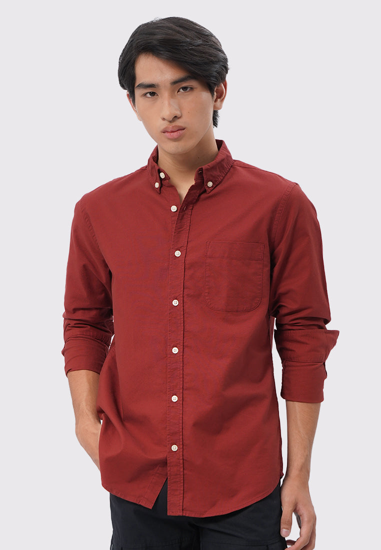 Soft Wash Long Sleeve Oxford Shirt Rust