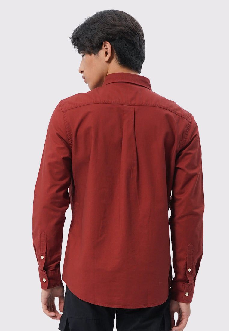 Soft Wash Long Sleeve Oxford Shirt Rust