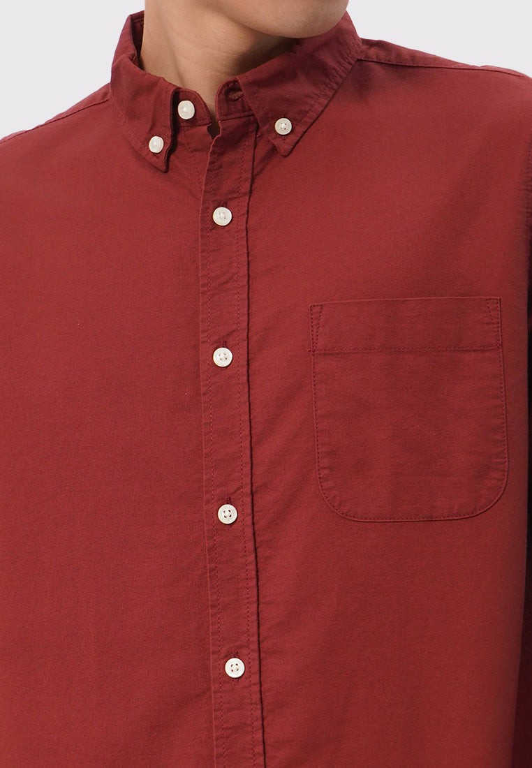 Soft Wash Long Sleeve Oxford Shirt Rust
