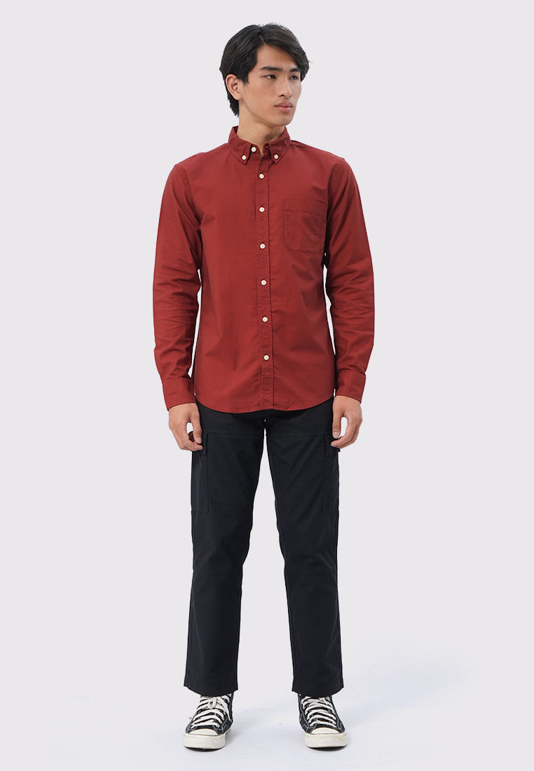 Soft Wash Long Sleeve Oxford Shirt Rust