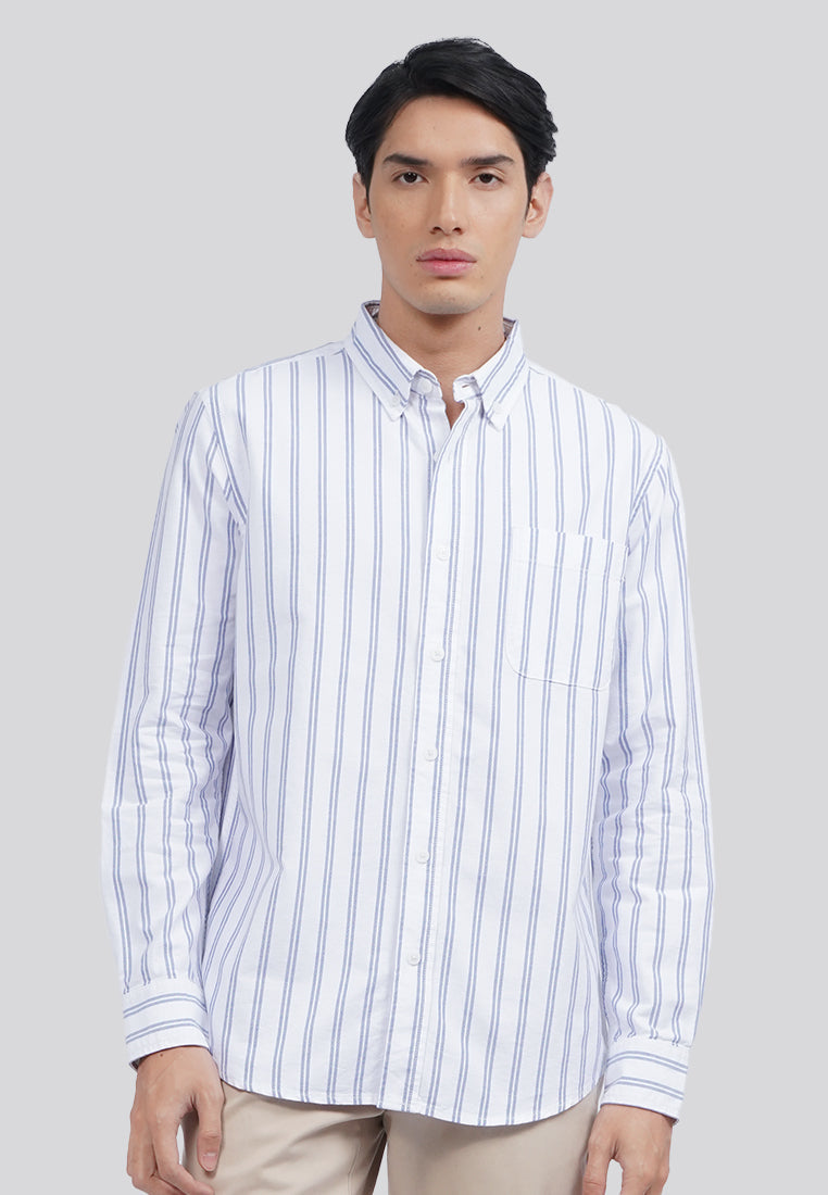Long Sleeve Oxford Stripe Shirt Blue