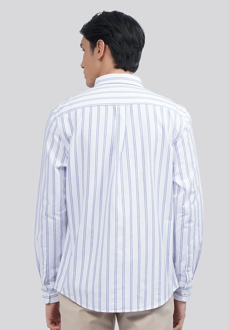 Long Sleeve Oxford Stripe Shirt Blue