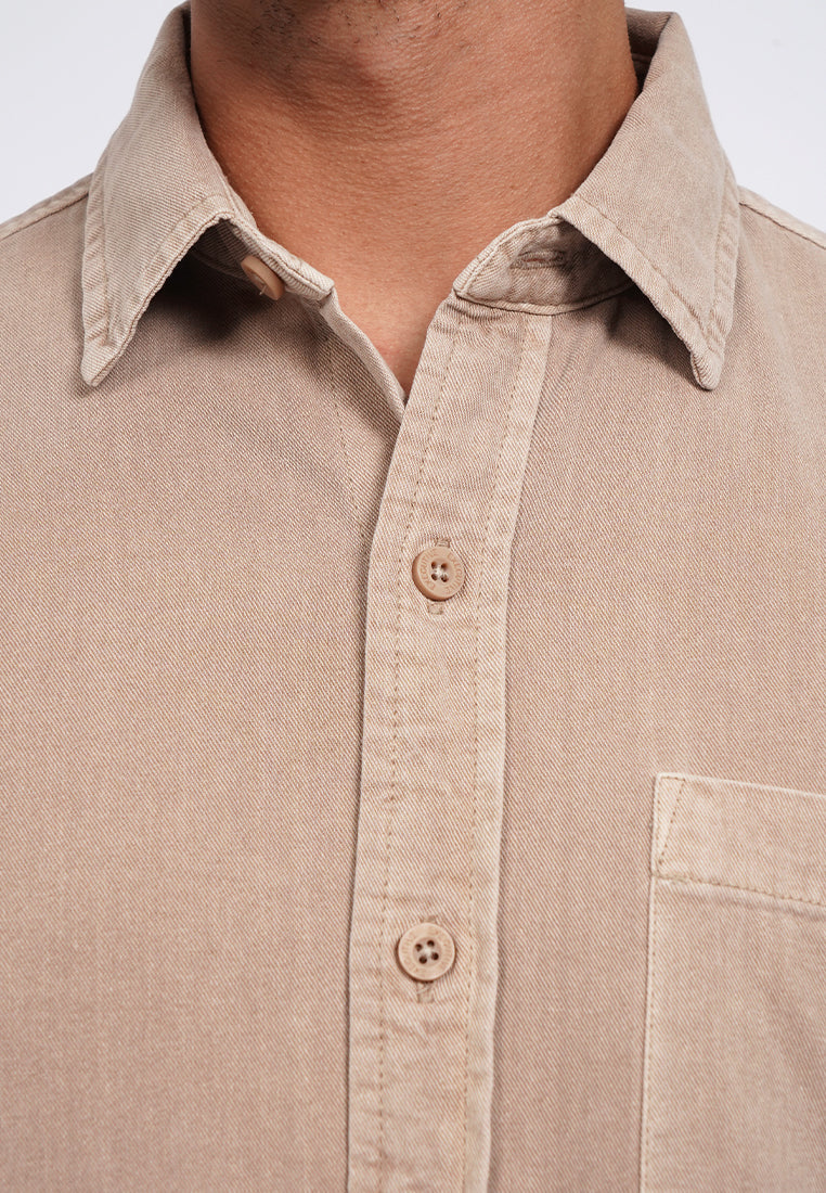 Long Sleeve Garment Dyed Shirt