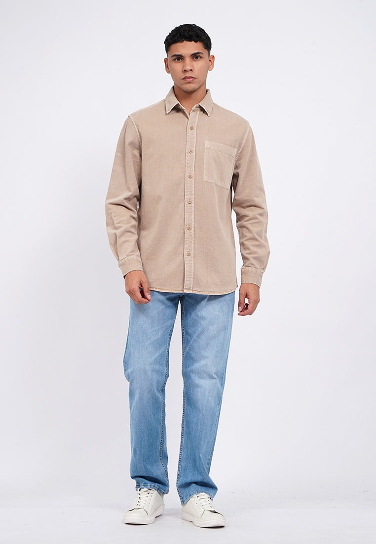 Long Sleeve Garment Dyed Shirt