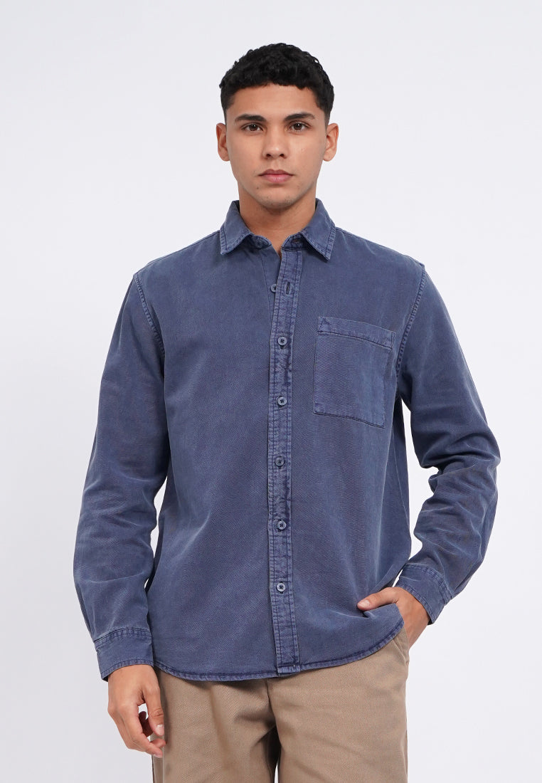 Long Sleeve Garment Dyed Shirt