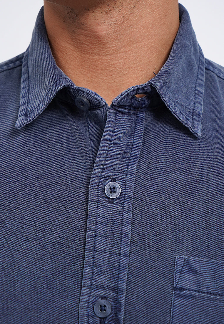 Long Sleeve Garment Dyed Shirt