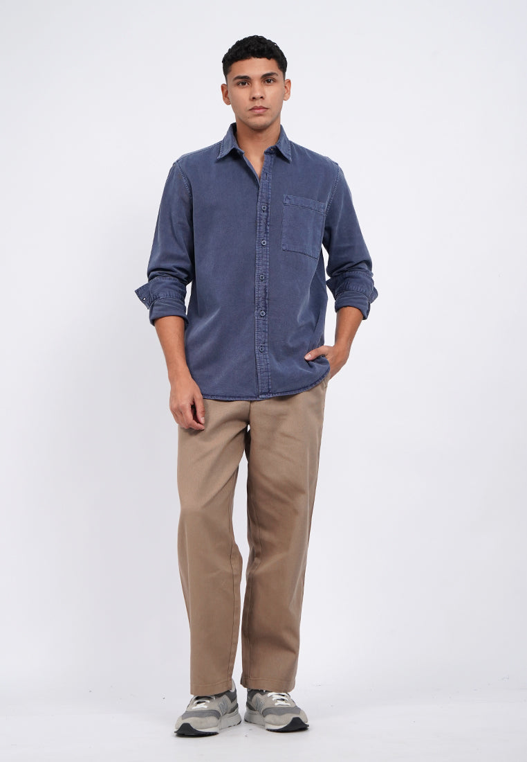 Long Sleeve Garment Dyed Shirt
