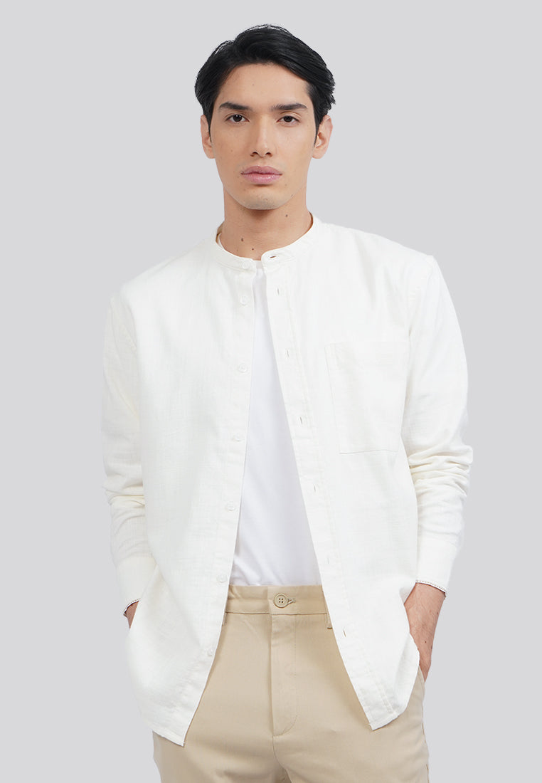 Linen Blend Long Sleeve Koko Shirt Ecru