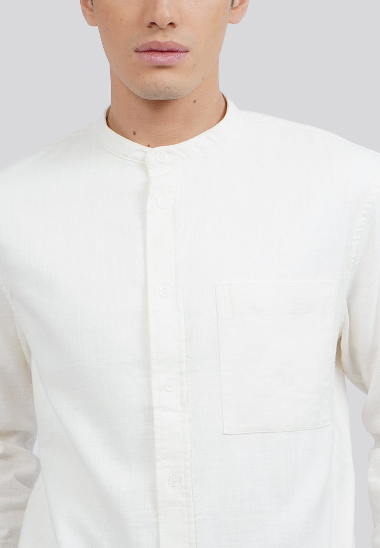 Linen Blend Long Sleeve Koko Shirt Ecru