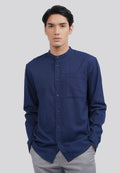 Linen Blend Long Sleeve Koko Shirt Blue
