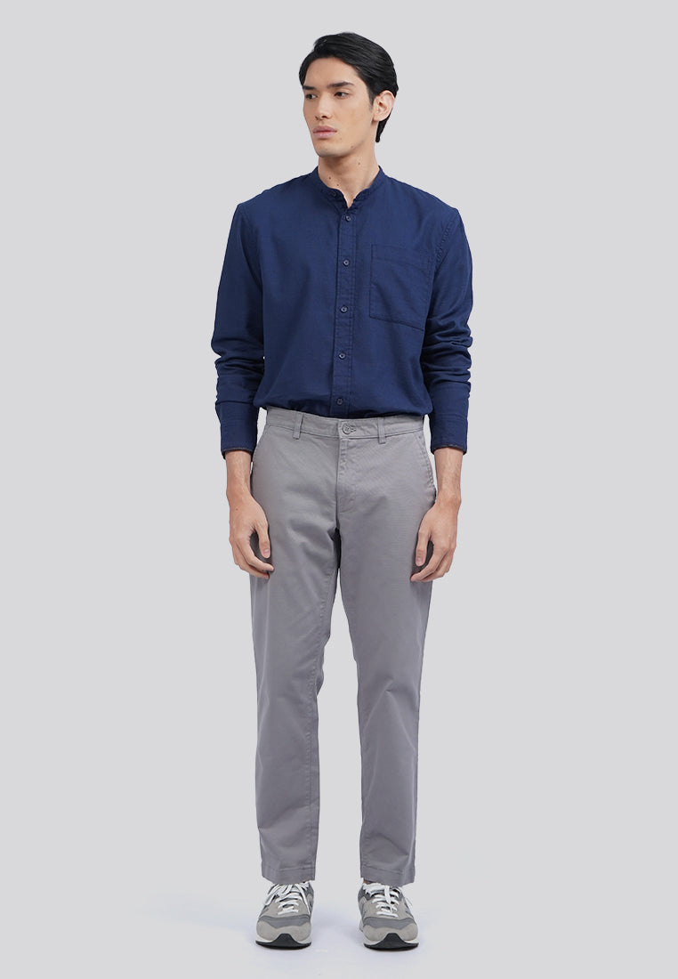 Linen Blend Long Sleeve Koko Shirt Blue