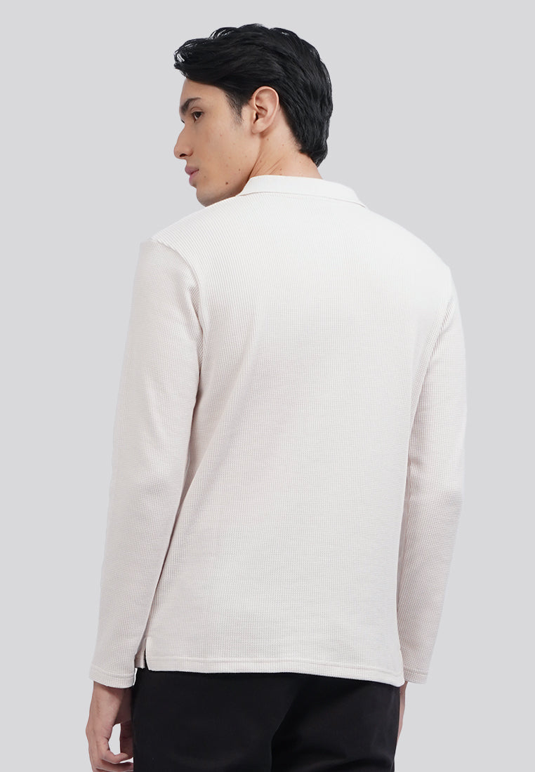 Long Sleeve Textured Polo Shirt
