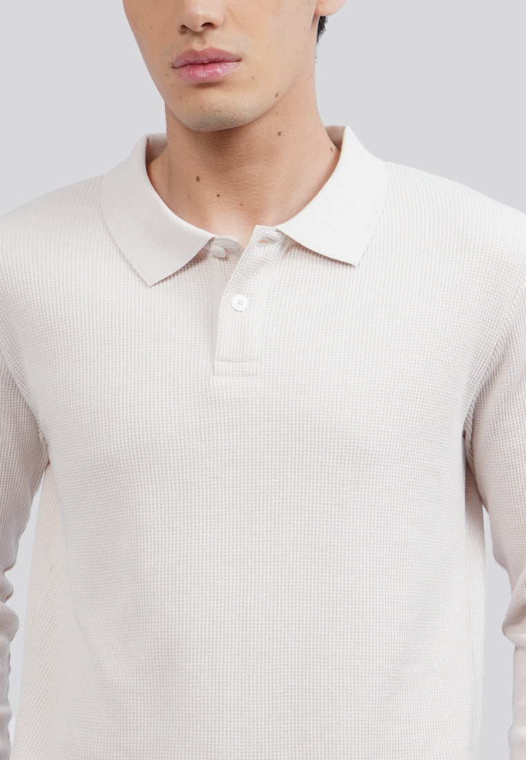 Long Sleeve Textured Polo Shirt