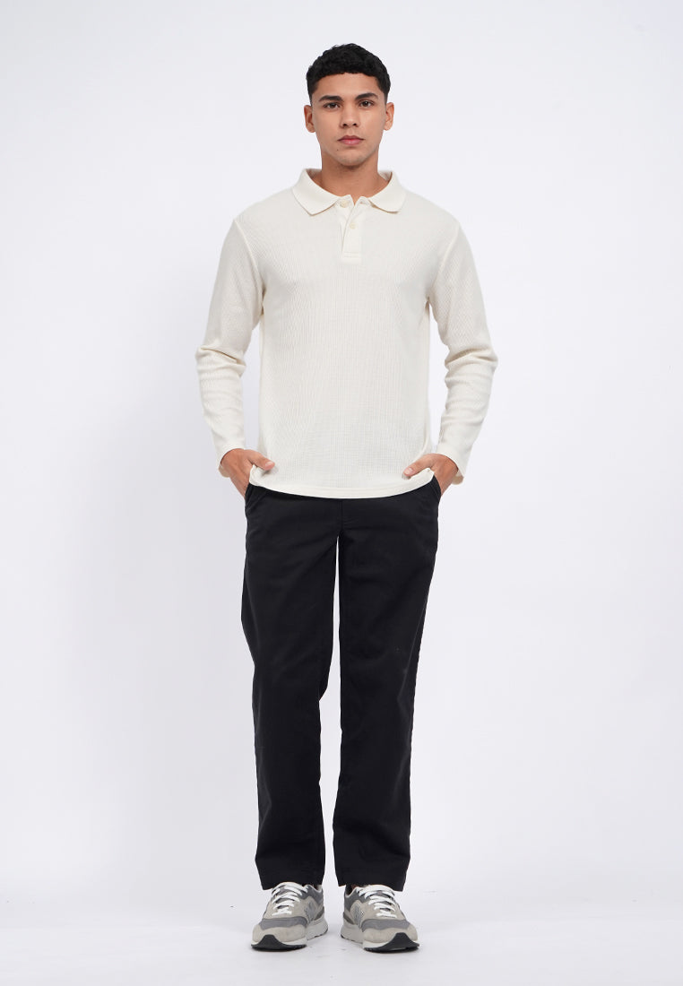 Buttoned Long Sleeve Polo Shirt