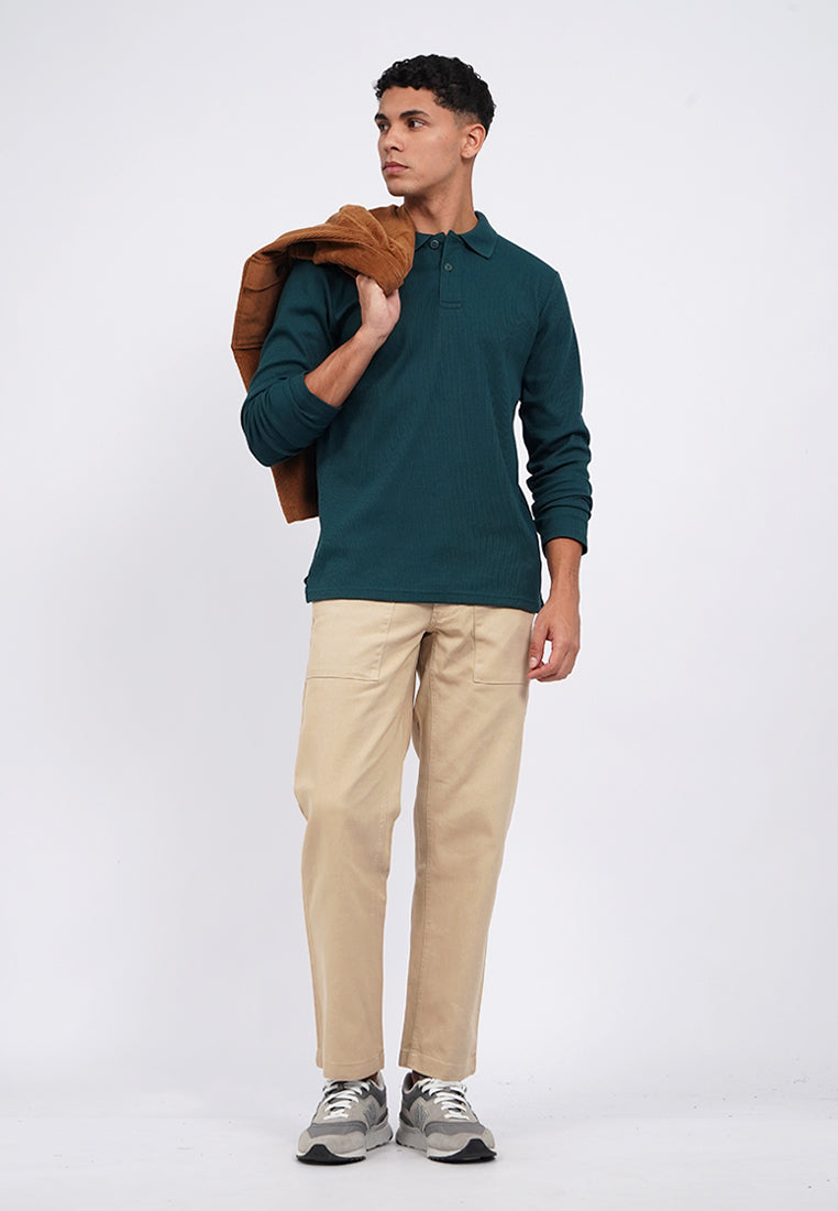 Buttoned Long Sleeve Polo Shirt