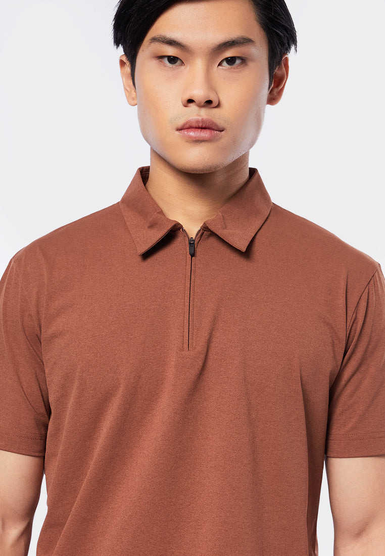 Short Sleeve Polo Shirt with Zipper
