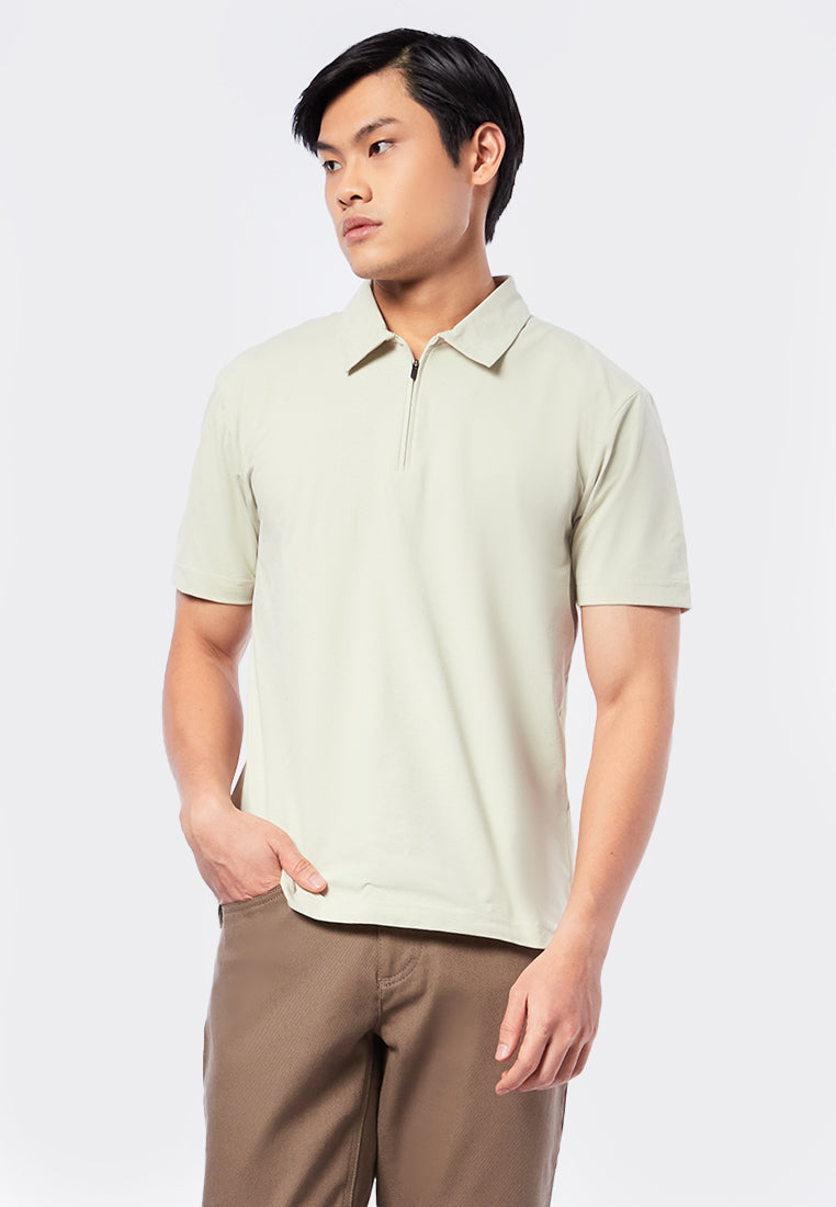 Short Sleeve Polo Shirt with Zipper