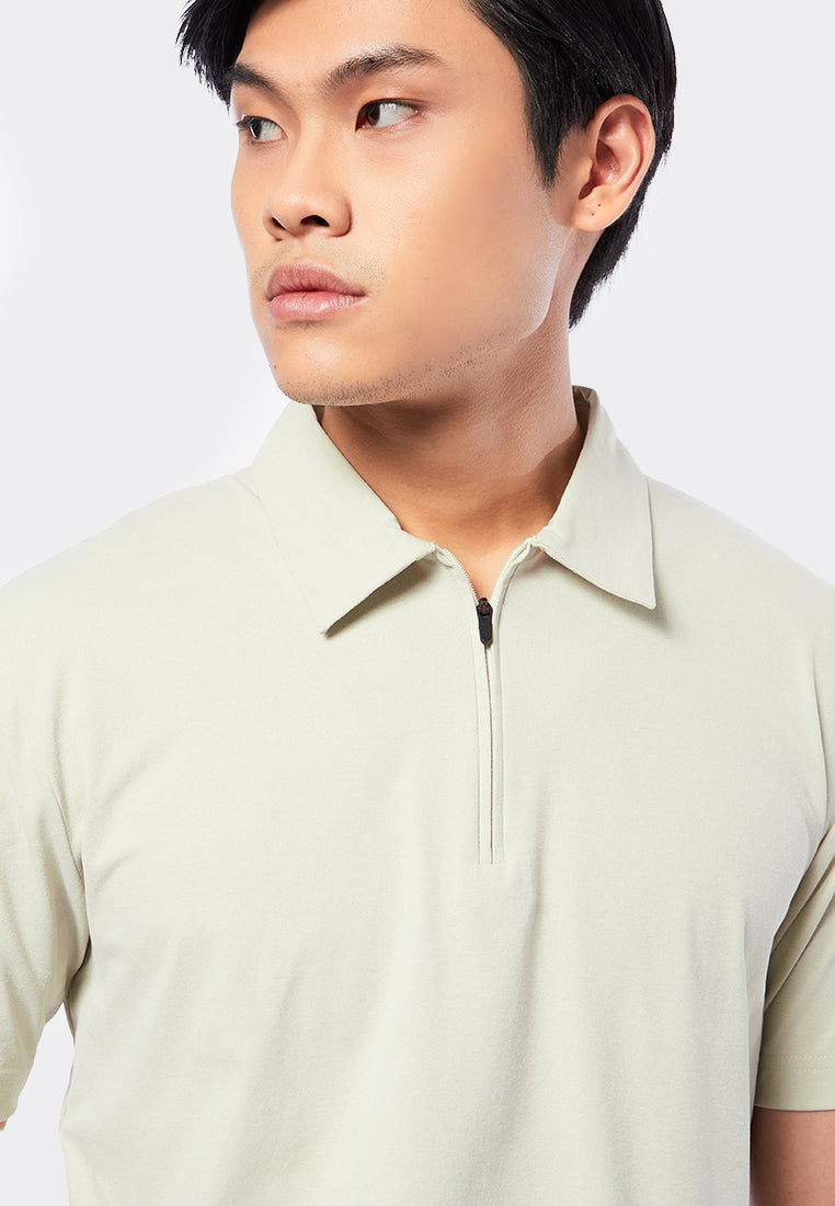 Short Sleeve Polo Shirt with Zipper
