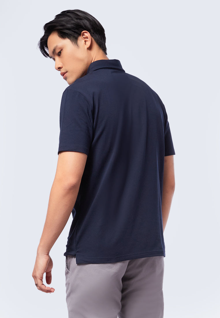 Hidden Placket Short Sleeve Polo Shirt