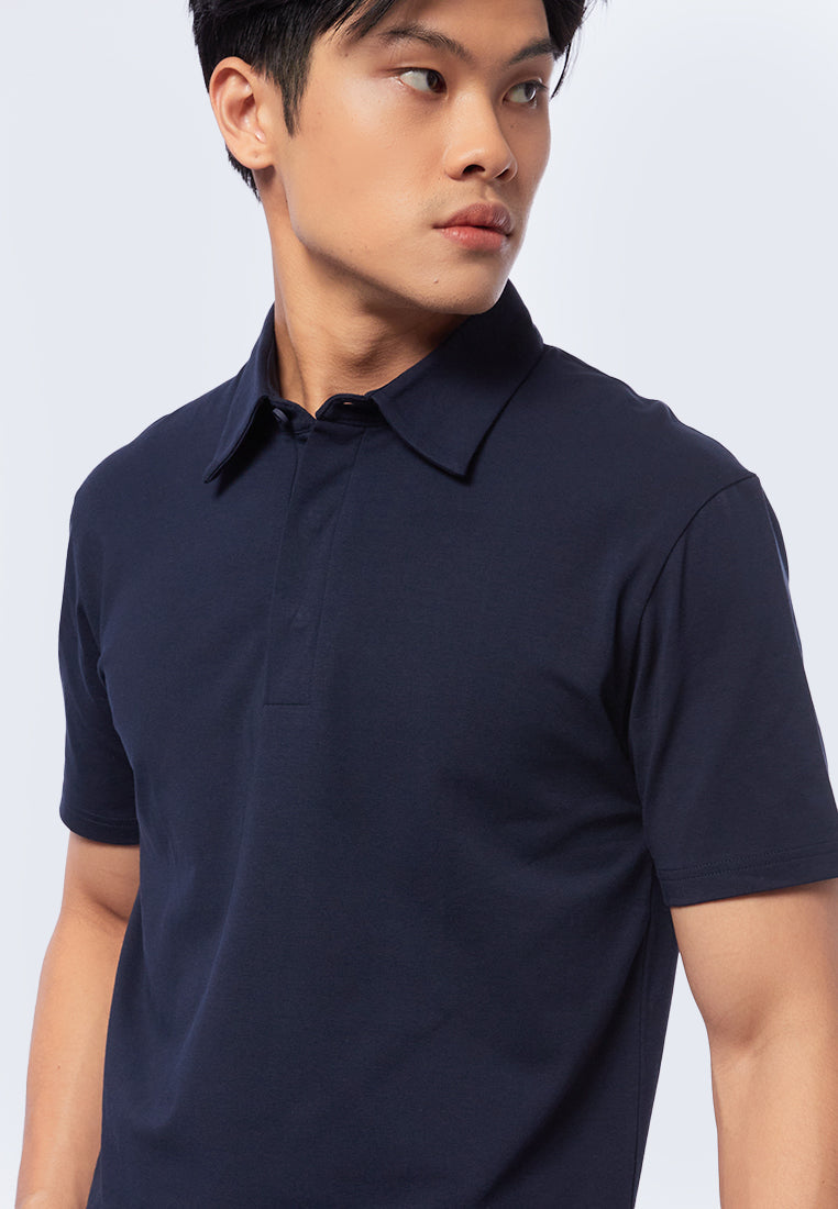 Hidden Placket Short Sleeve Polo Shirt