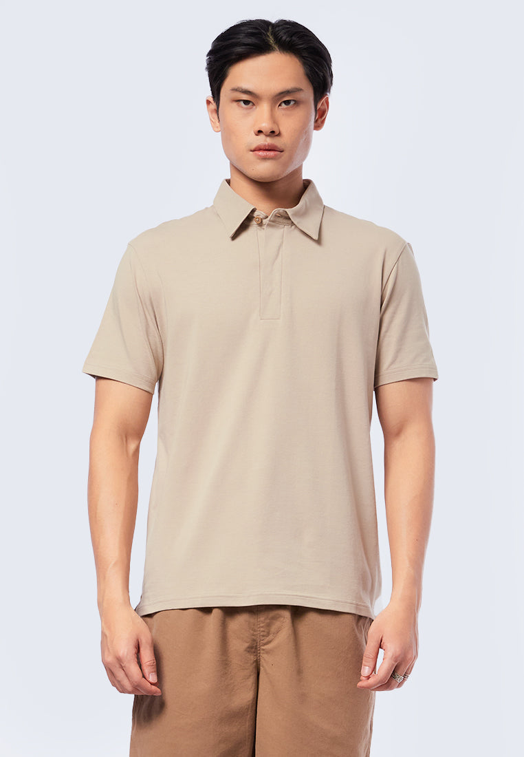 Hidden Placket Short Sleeve Polo Shirt