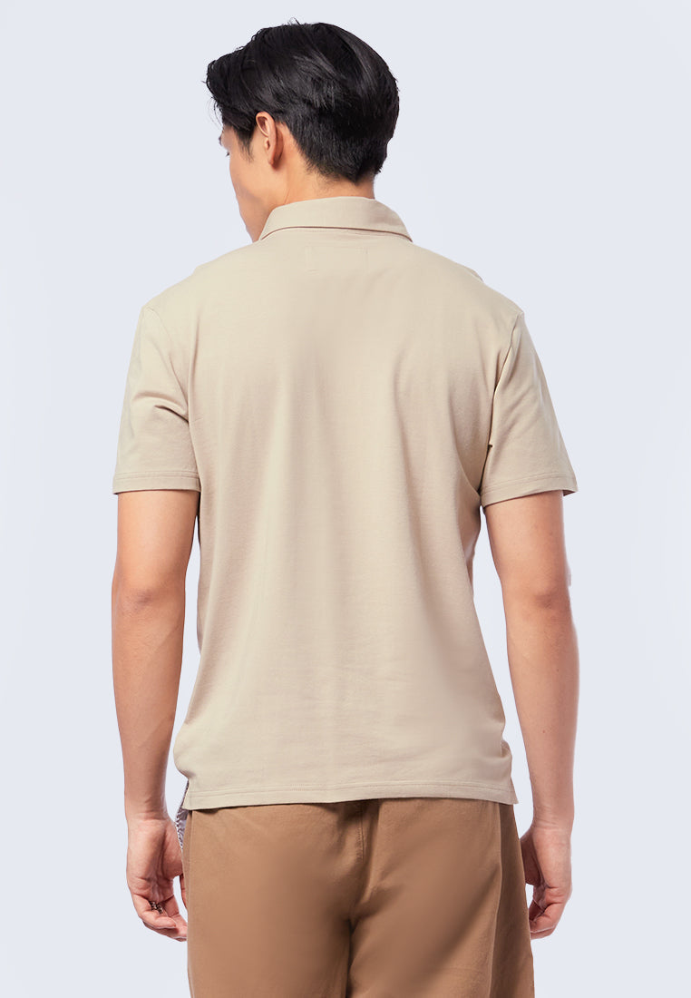 Hidden Placket Short Sleeve Polo Shirt