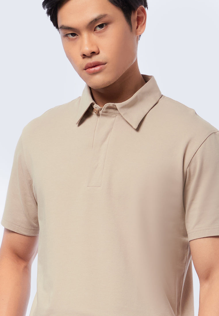Hidden Placket Short Sleeve Polo Shirt