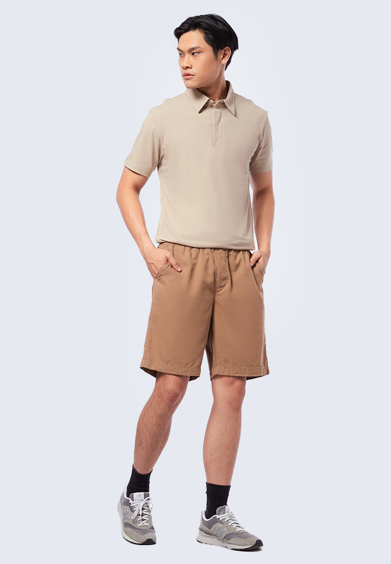 Hidden Placket Short Sleeve Polo Shirt