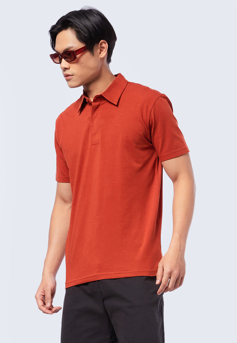 Hidden Placket Short Sleeve Polo Shirt