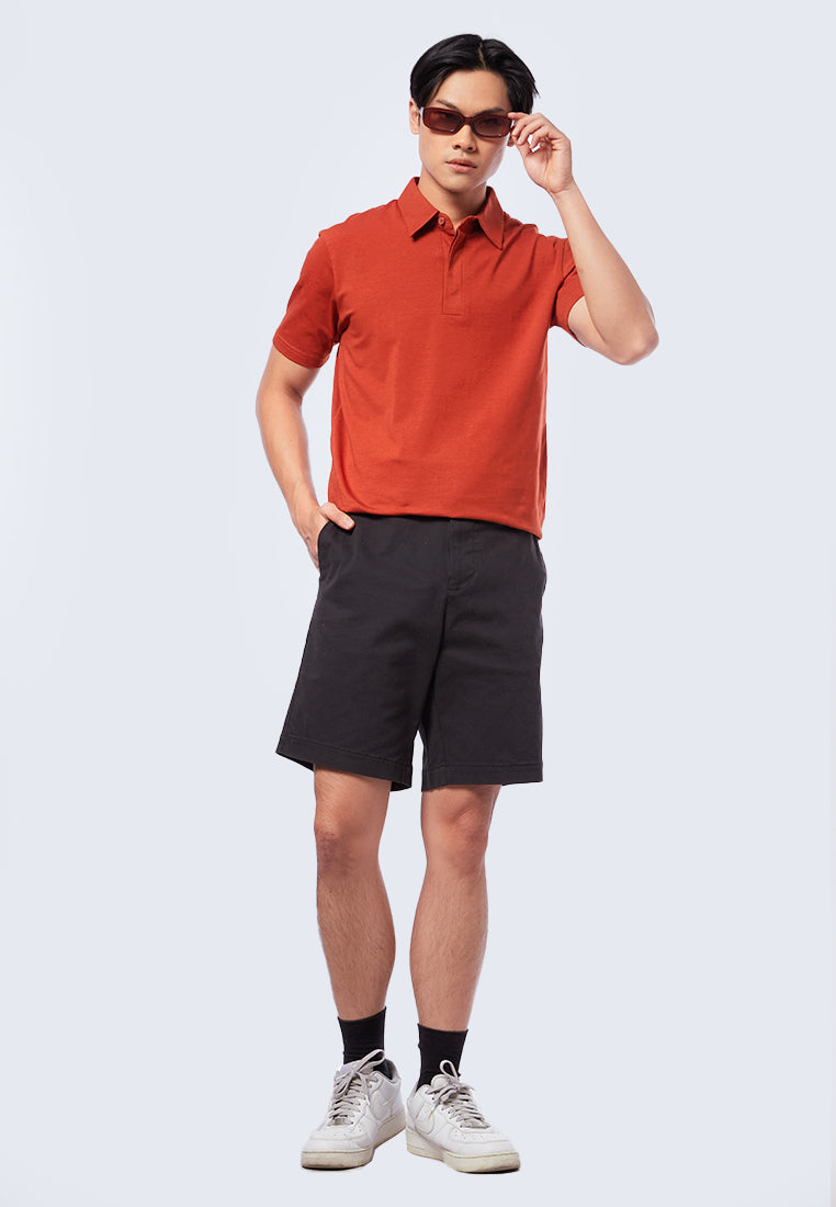 Hidden Placket Short Sleeve Polo Shirt