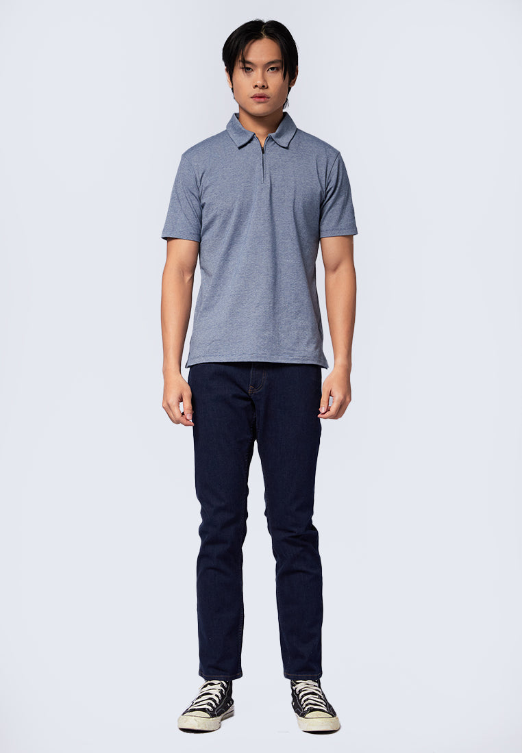Slim Fit Polo Shirt with Zipper