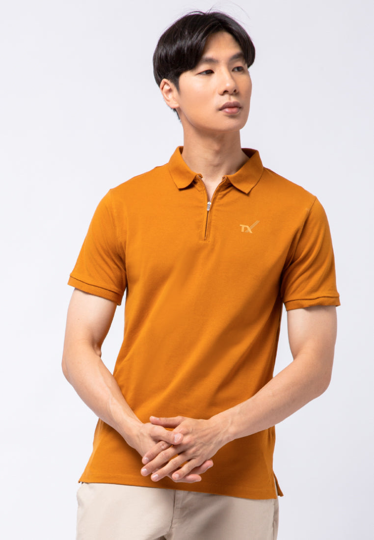 Slim Fit Polo Shirt with Front Zipper