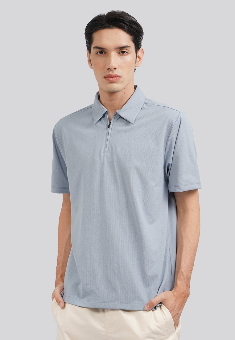 Breathable Short Sleeve Polo Shirt Ice Blue