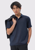 Short Sleeve Buttoned Polo Shirt Navy