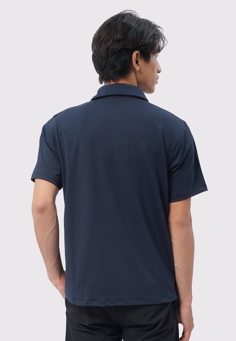 Short Sleeve Buttoned Polo Shirt Navy