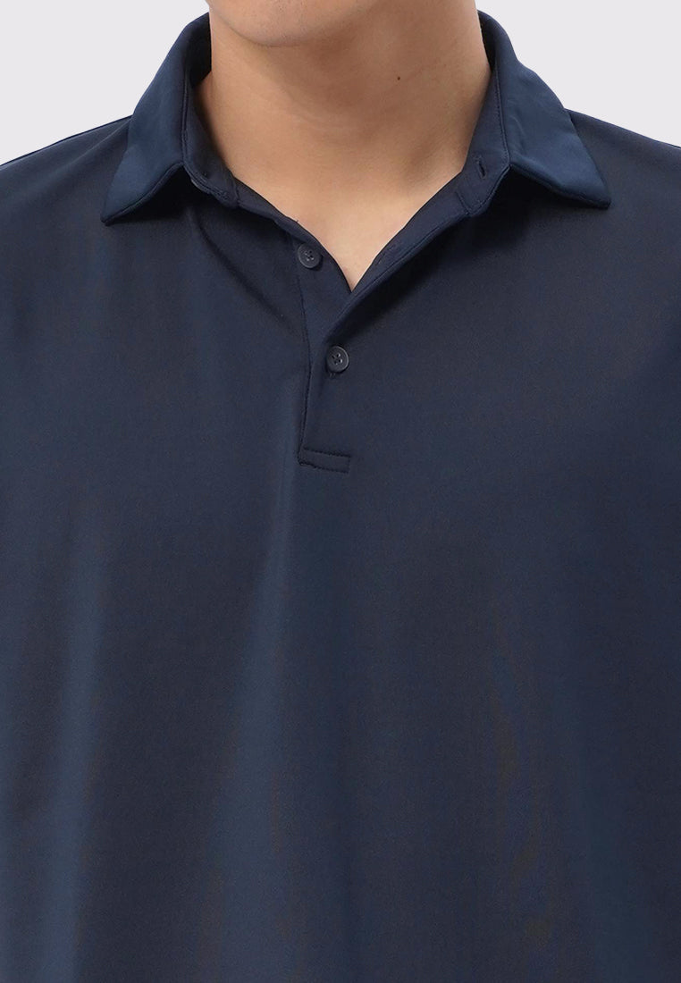 Short Sleeve Buttoned Polo Shirt Navy