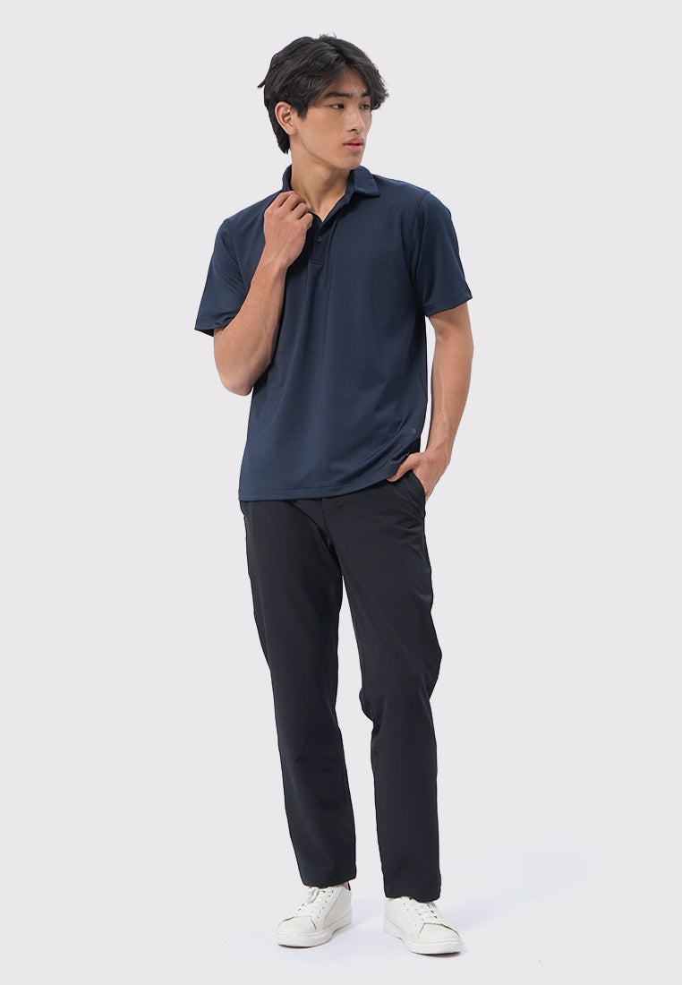 Short Sleeve Buttoned Polo Shirt Navy
