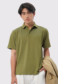 Short Sleeve Buttoned Polo Shirt Olive