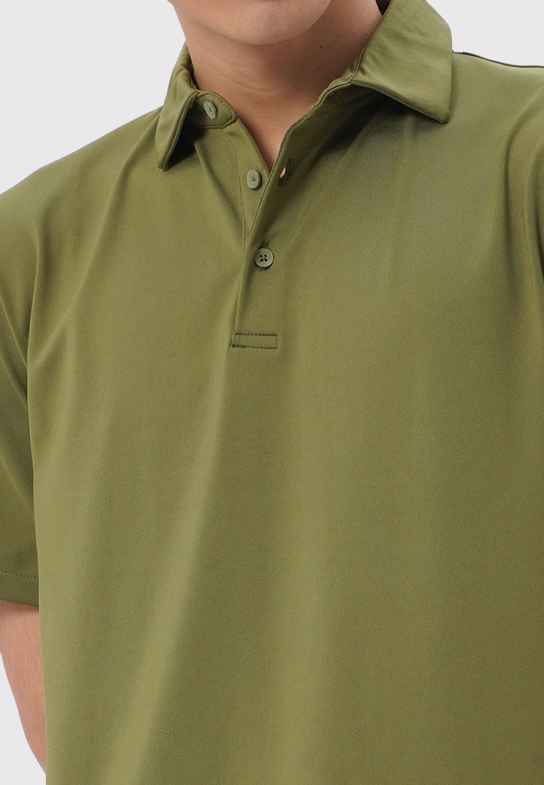 Short Sleeve Buttoned Polo Shirt Olive