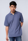 Short Sleeve Textured Polo Shirt Dusty Blue